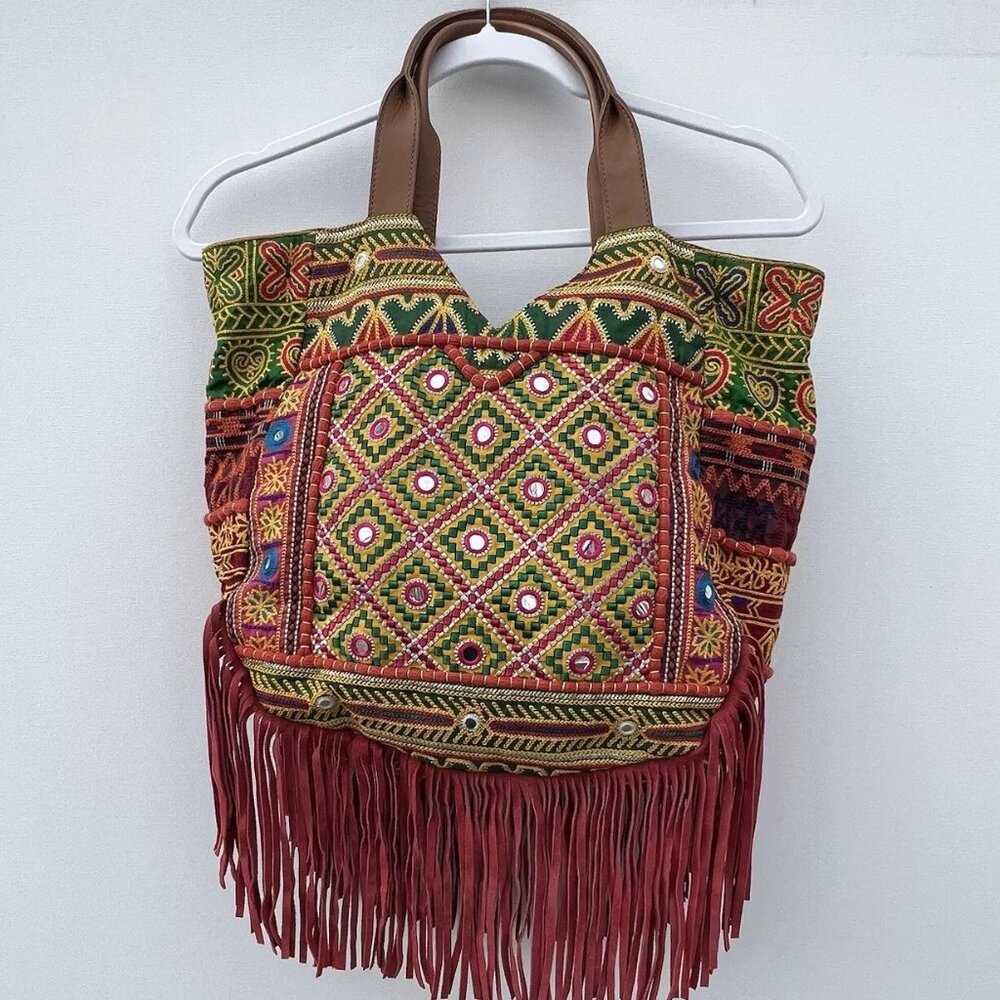 Sam Edelman LAUREN FRINGE HOBO BAG IN WARM MULTICOLOR